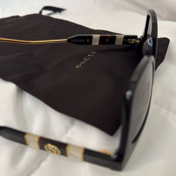 Gucci Black&Gold Mother of Pearl Sunglasses Retro main image 10